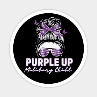 Purple up for military kids Messy bun Military child Month Magnet